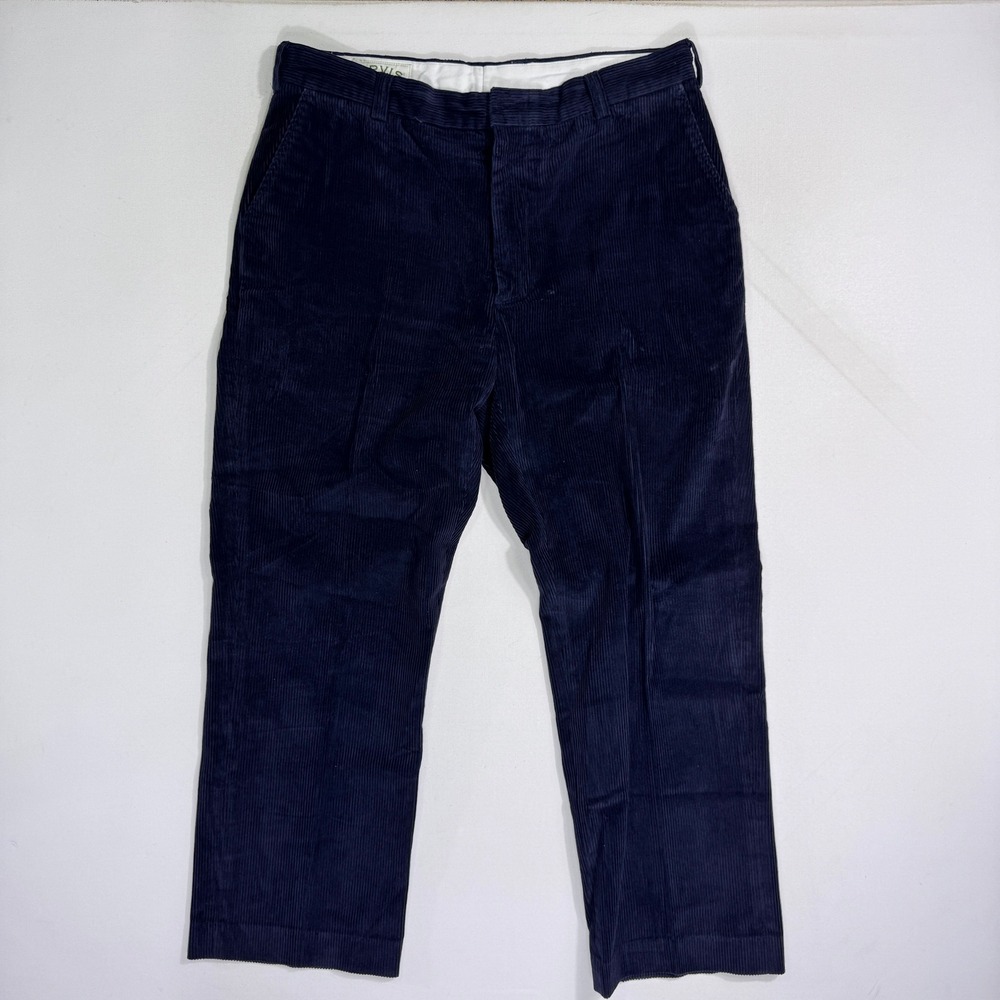 Orvis Mens Navy Blue Corduroy Pants 36x28 Straight Leg Chino Trousers Cabin